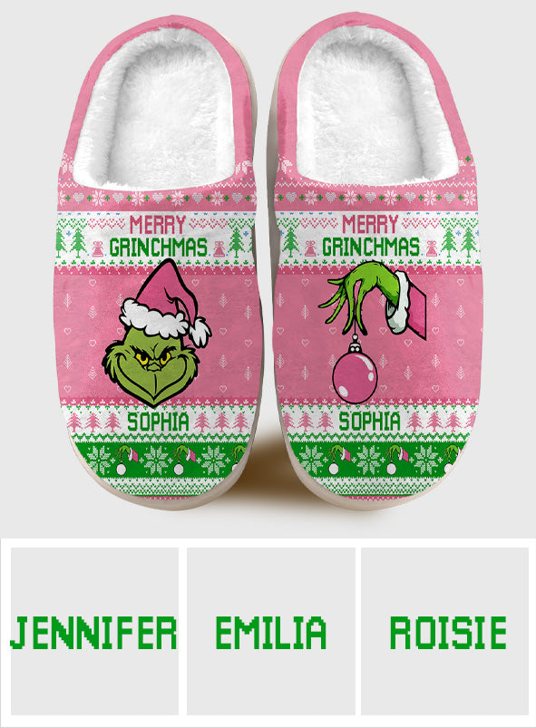 Joyeux Grinchmas - Étole de Noël personnalisée - Pantoufles de Noël