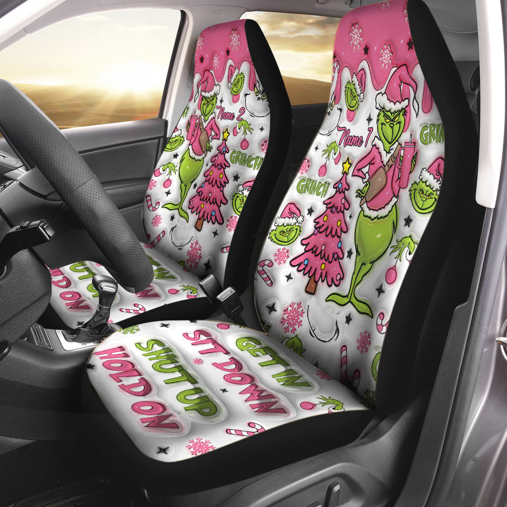 Joyeux Grinchmas - Housses de siège personnalisées avec étole de Noël