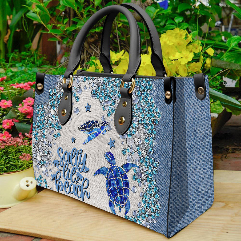Turtle Bling - Personalized Turtle Leather Handbag