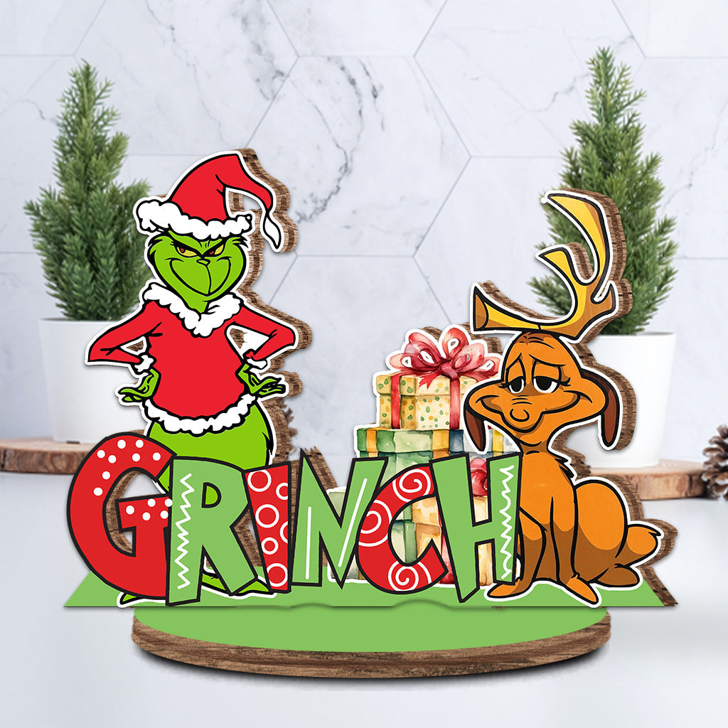 Un très joyeux Noël - Plaque en bois autoportante « Feuille de Noël »