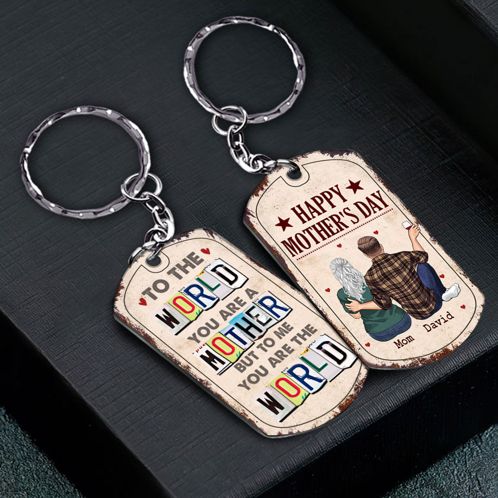 Tu es mon monde - Cadeau pour papa, maman - Porte-clés personnalisé en acier inoxydable