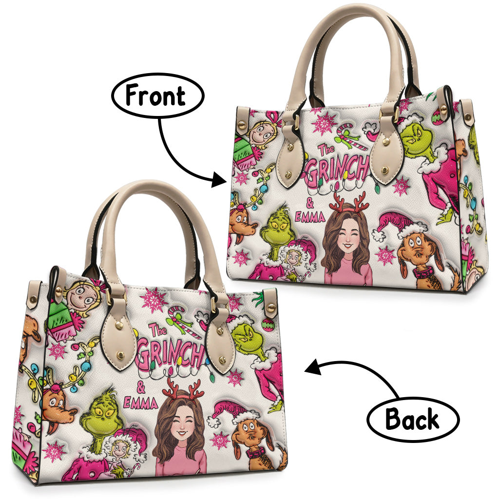 Le Grinch et moi - Étole de Noël personnalisée en cuir