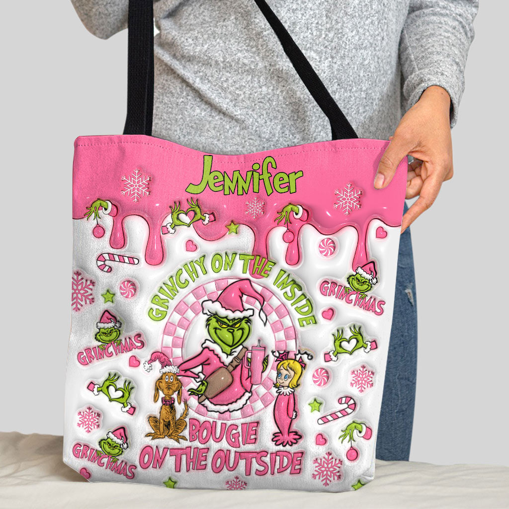Grinchy On The Inside - Personalized Stole Christmas Tote Bag