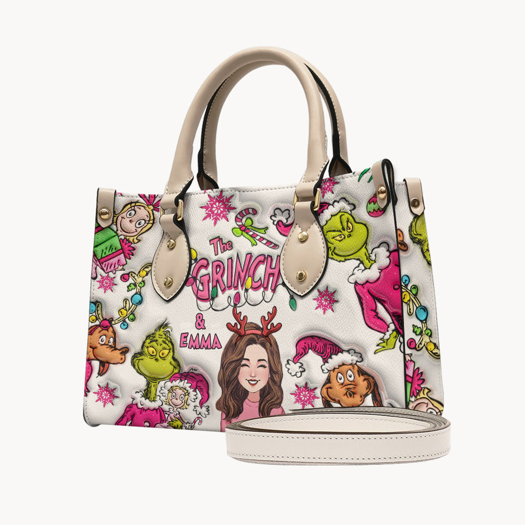 Le Grinch et moi - Étole de Noël personnalisée en cuir