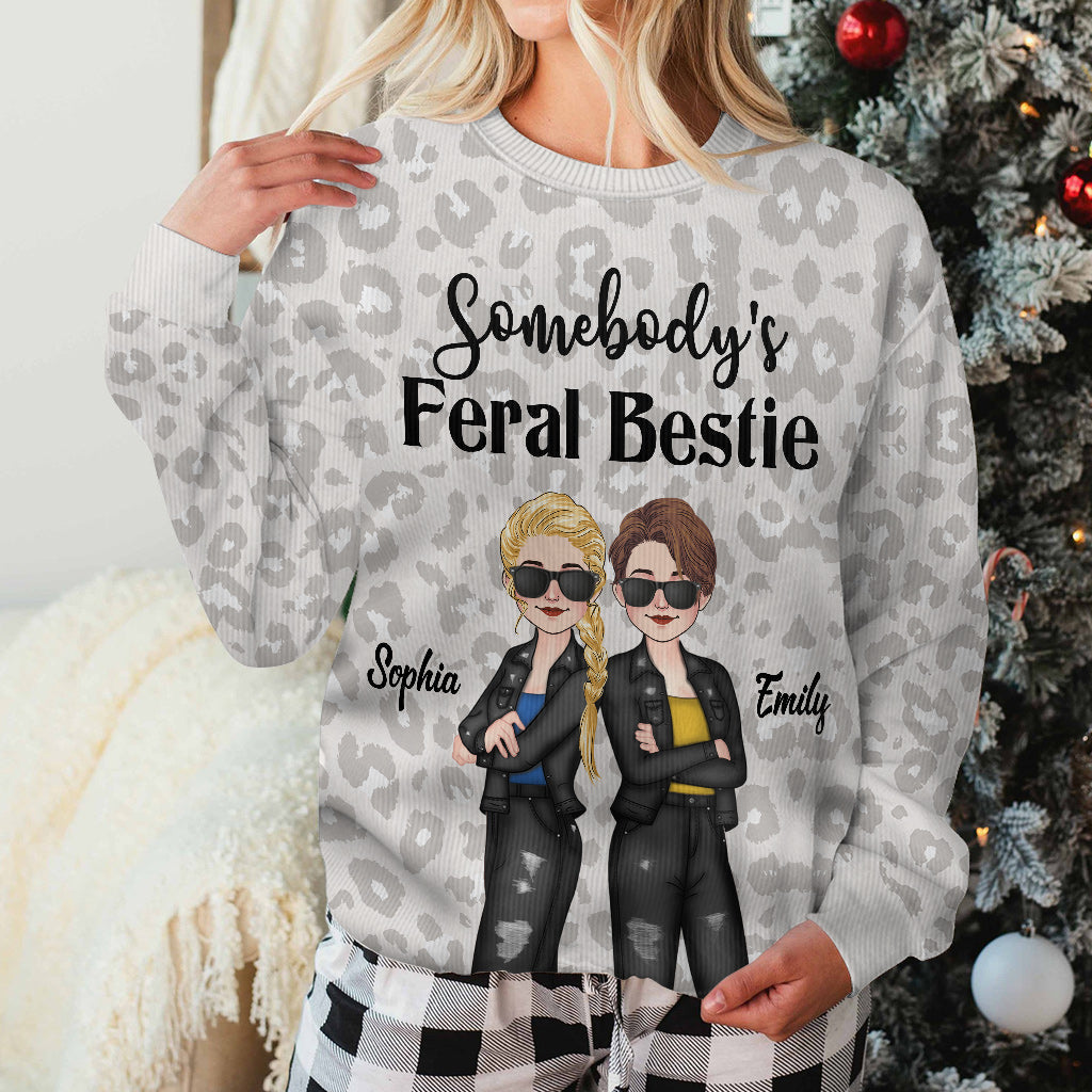 Somebody's Feral Bestie - Gift for friend - Personalized Ugly Sweater