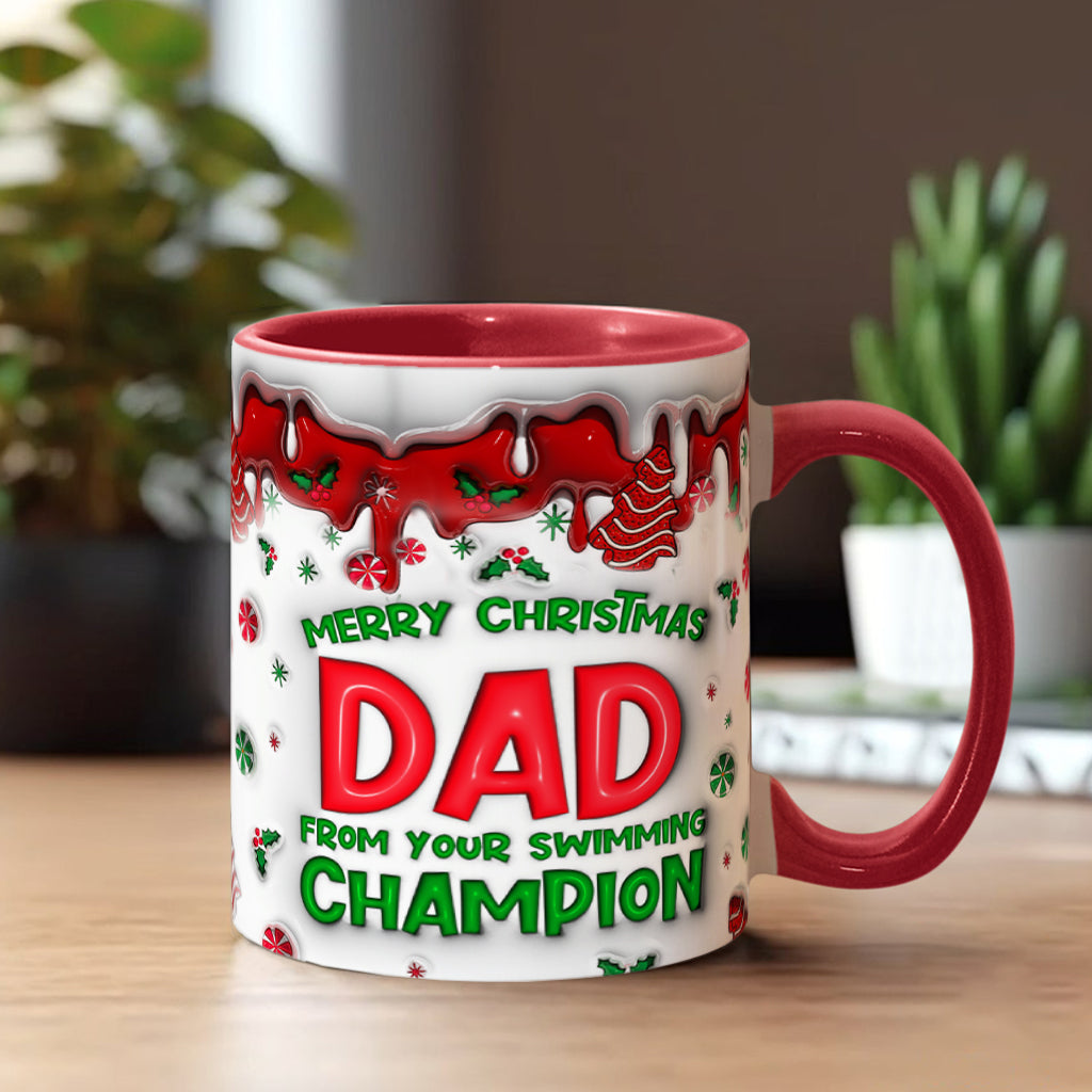 Joyeux Noël papa de la part de ton champion de natation - Mug personnalisé pour papa