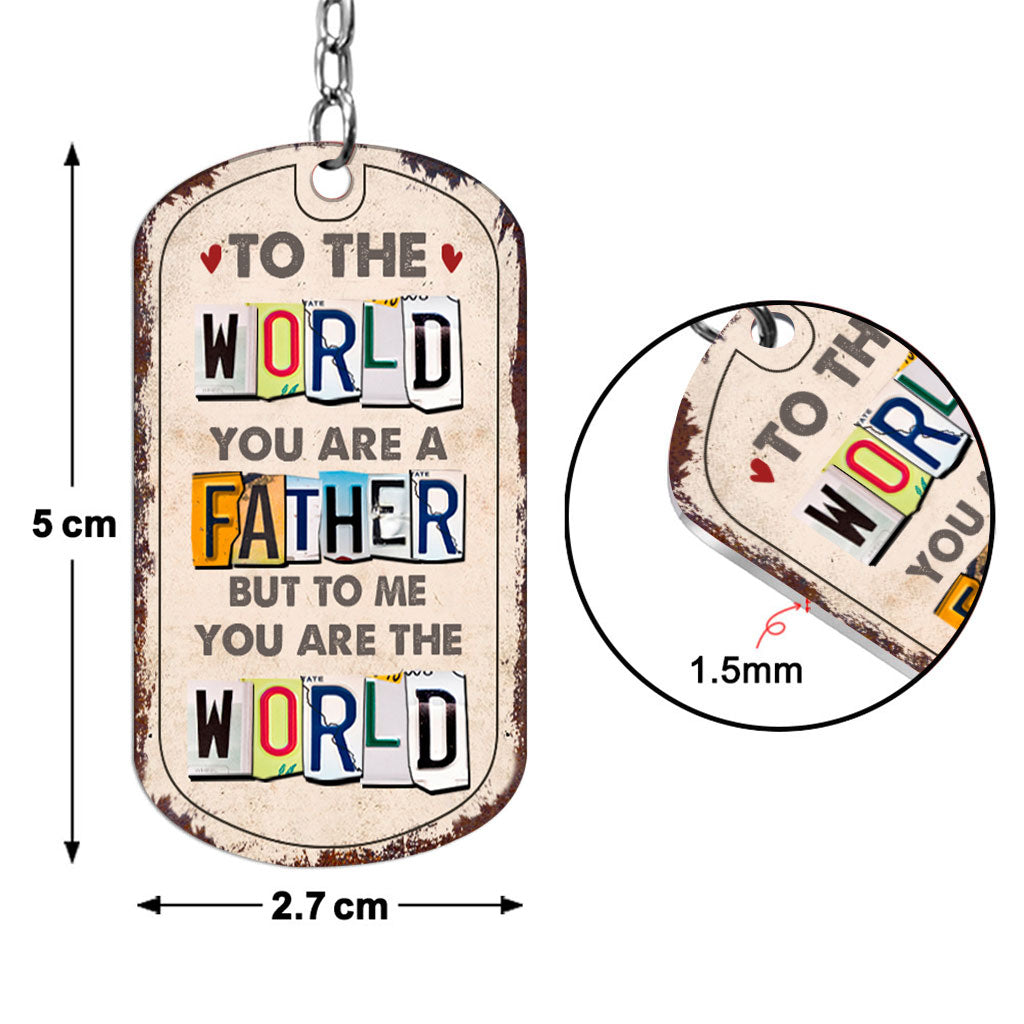 Tu es mon monde - Cadeau pour papa, maman - Porte-clés personnalisé en acier inoxydable