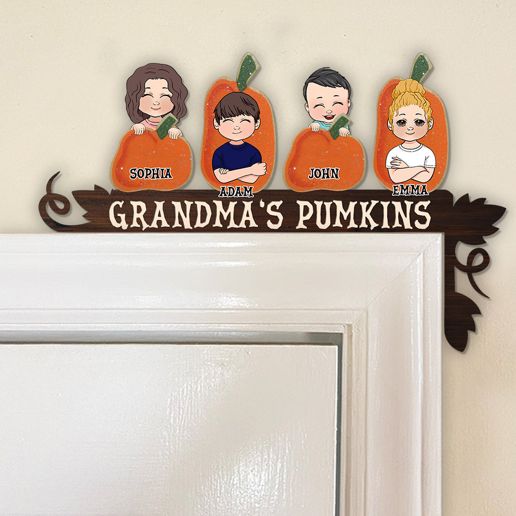 Citrouille de grand-mère - Décoration de cadre de porte personnalisée pour grand-mère