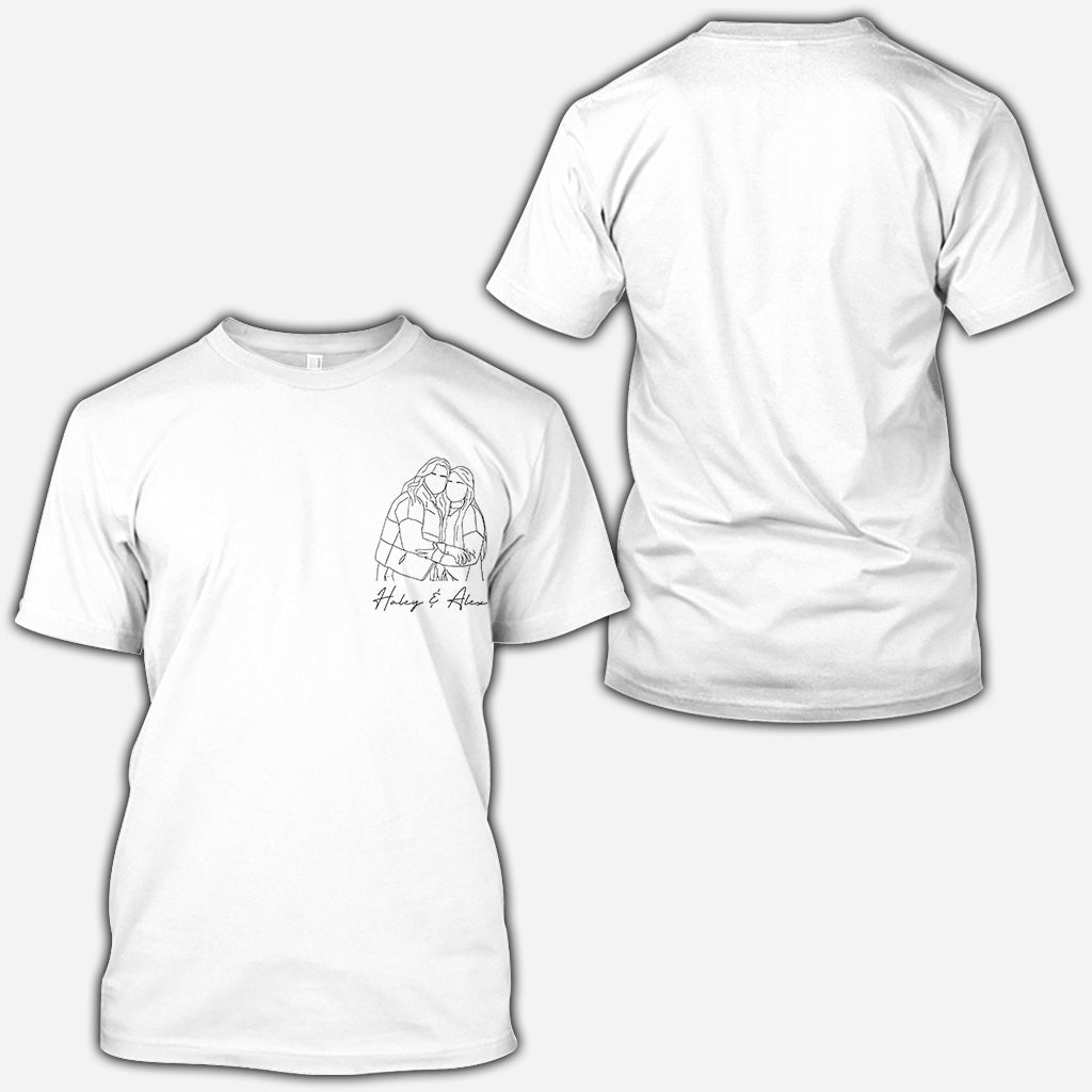 Besties Line Art - Personalized Bestie All Over Shirt