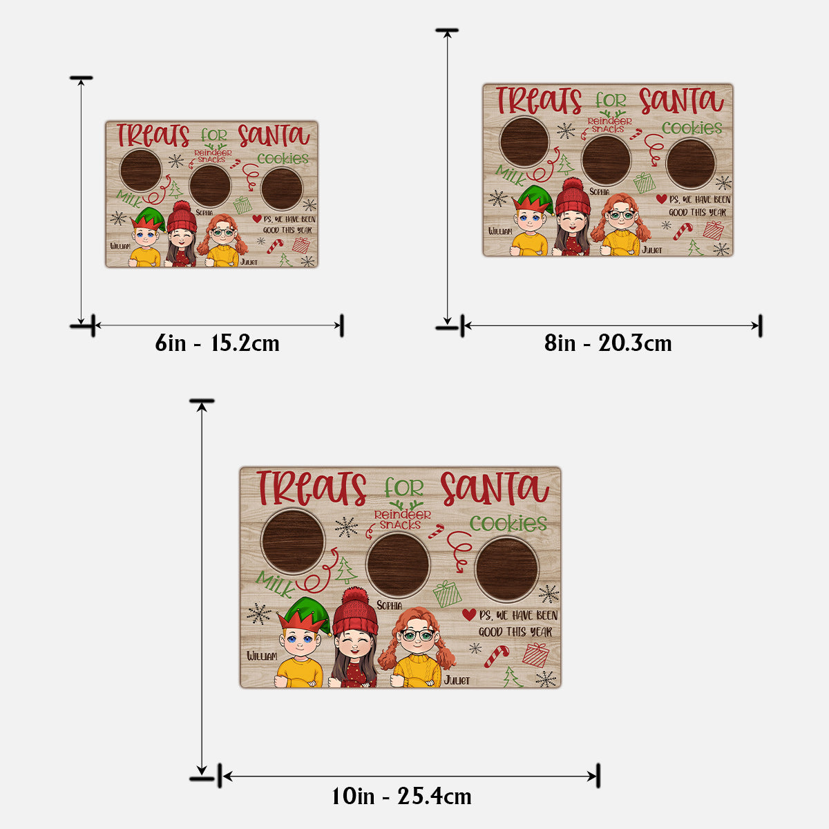 Des friandises pour le Père Noël - Panneau en bois personnalisé à 2 couches pour la famille