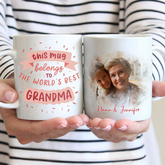 Cette tasse appartient à la meilleure grand-mère - Tasse personnalisée pour grand-mère
