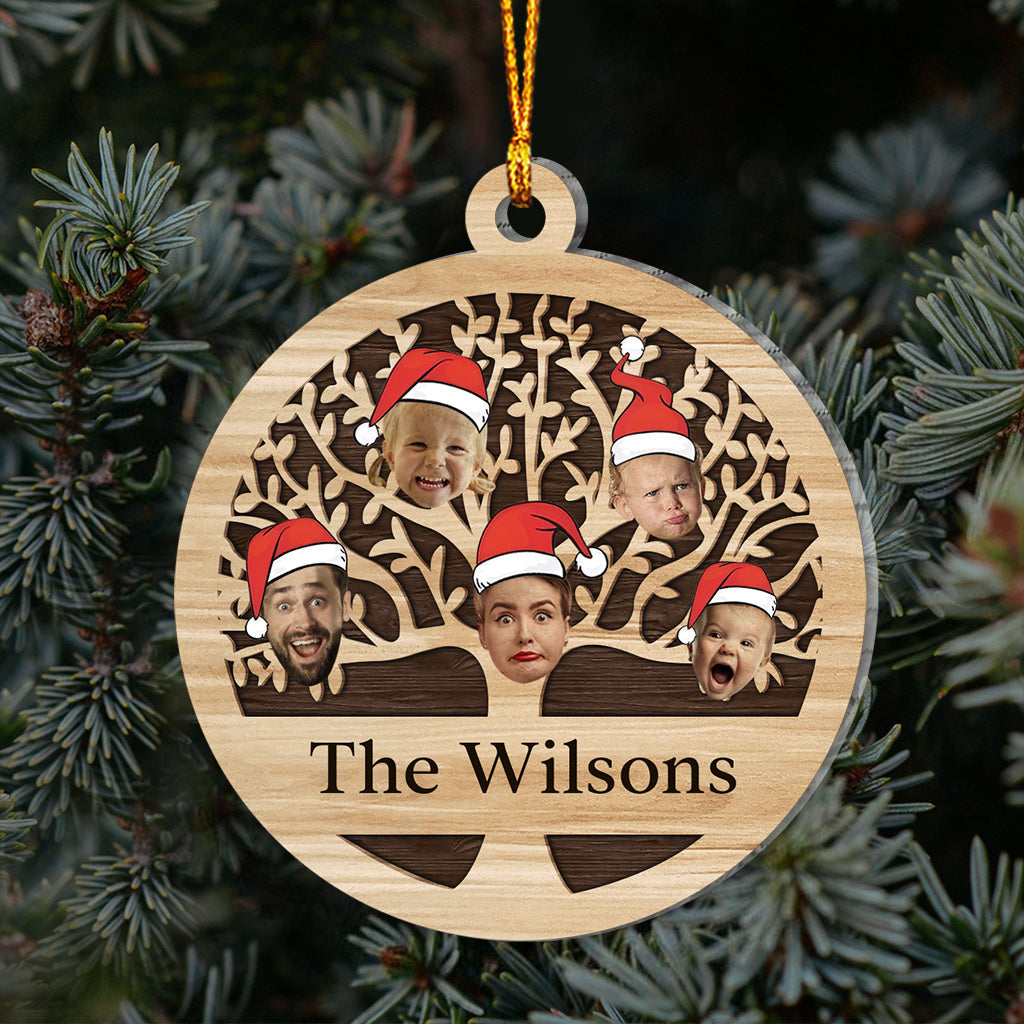 Family Name Christmas Tree Many Colors - Personalized Family Ornament