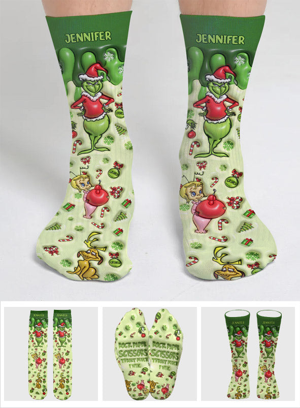 Rock Paper Scissors - Personalized Stole Christmas Socks
