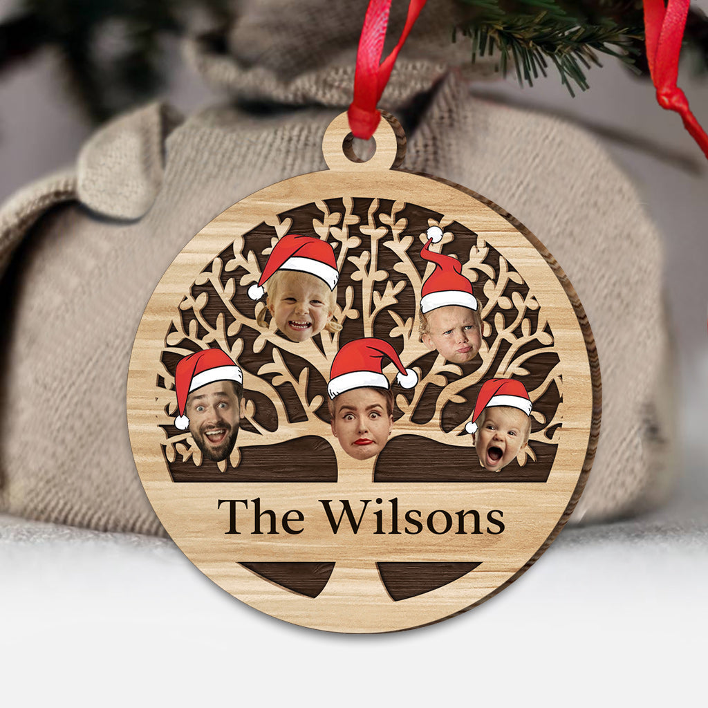 Family Name Christmas Tree Many Colors - Personalized Family Ornament