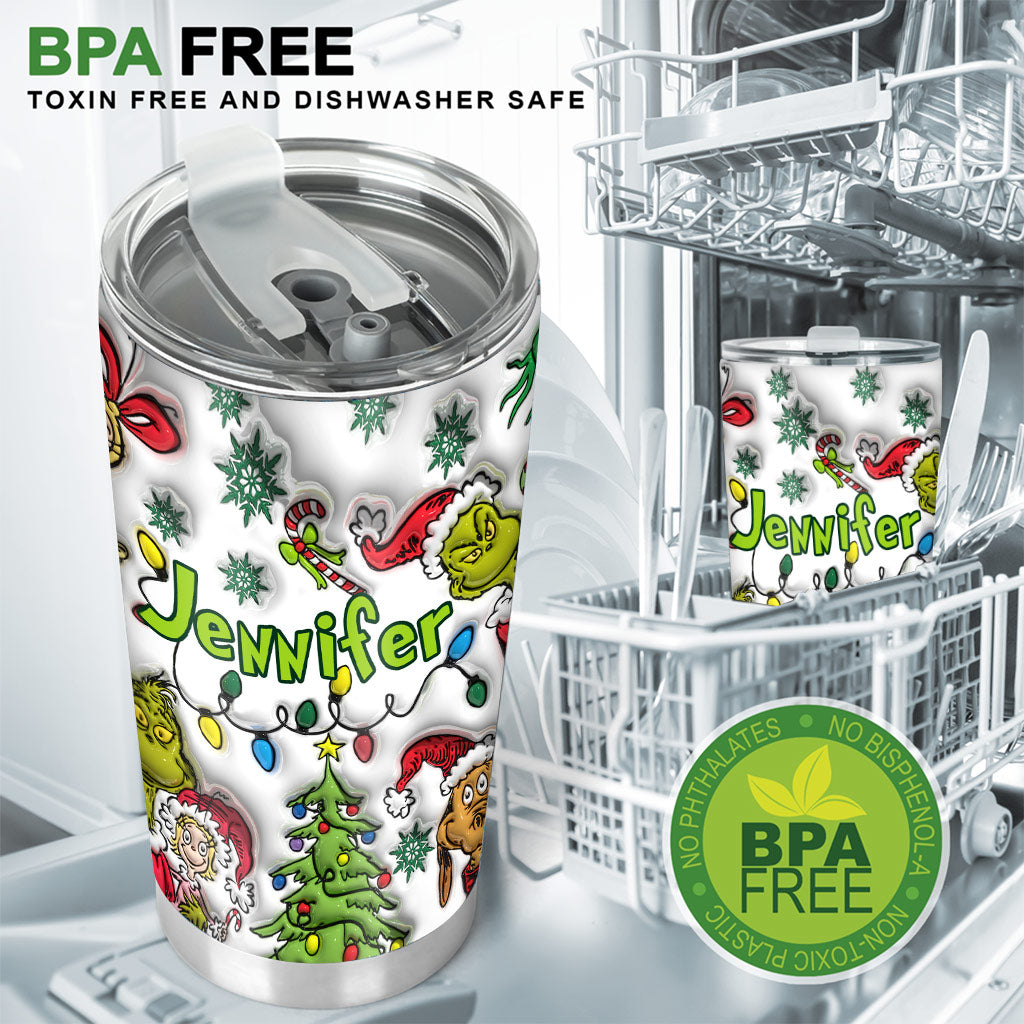 Joyeux Grinchmas - Gobelet de Noël personnalisé avec étole