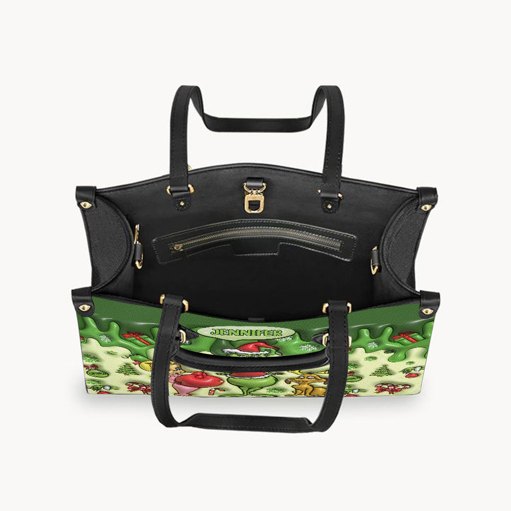 Joyeux Grinchmas - Étole de Noël personnalisée en cuir