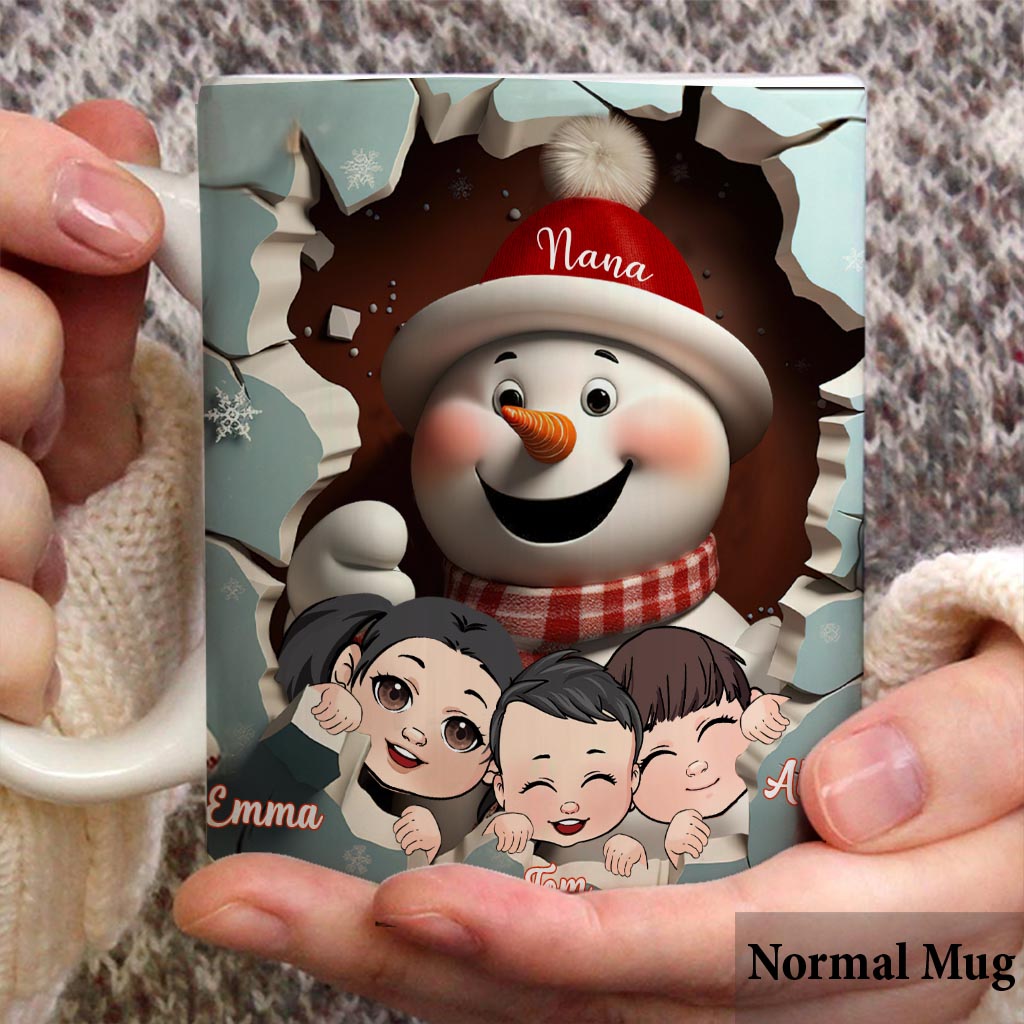 Grand-mère/Mamie/Mimi/Gigi... - Mug personnalisé Bonhomme de neige