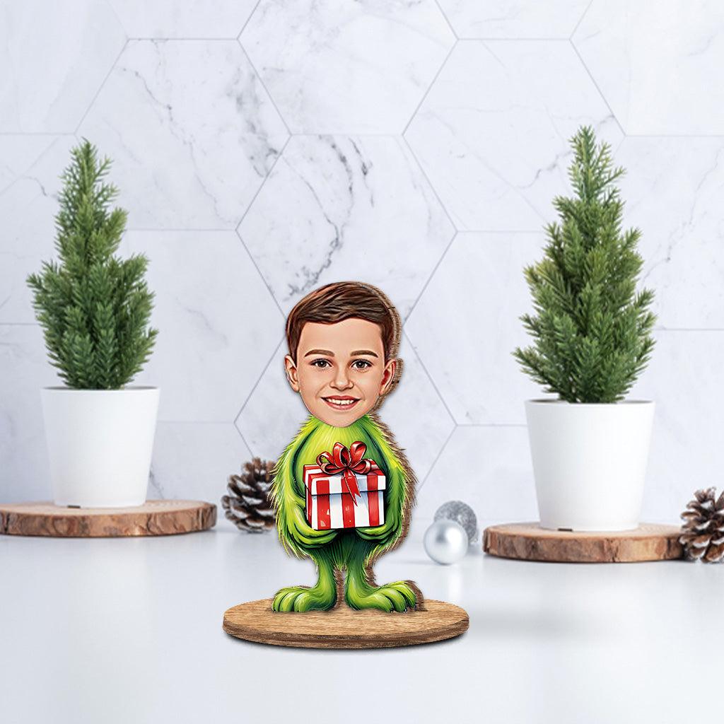 Joyeux Grinchmas - Étole de Noël personnalisée en bois à poser