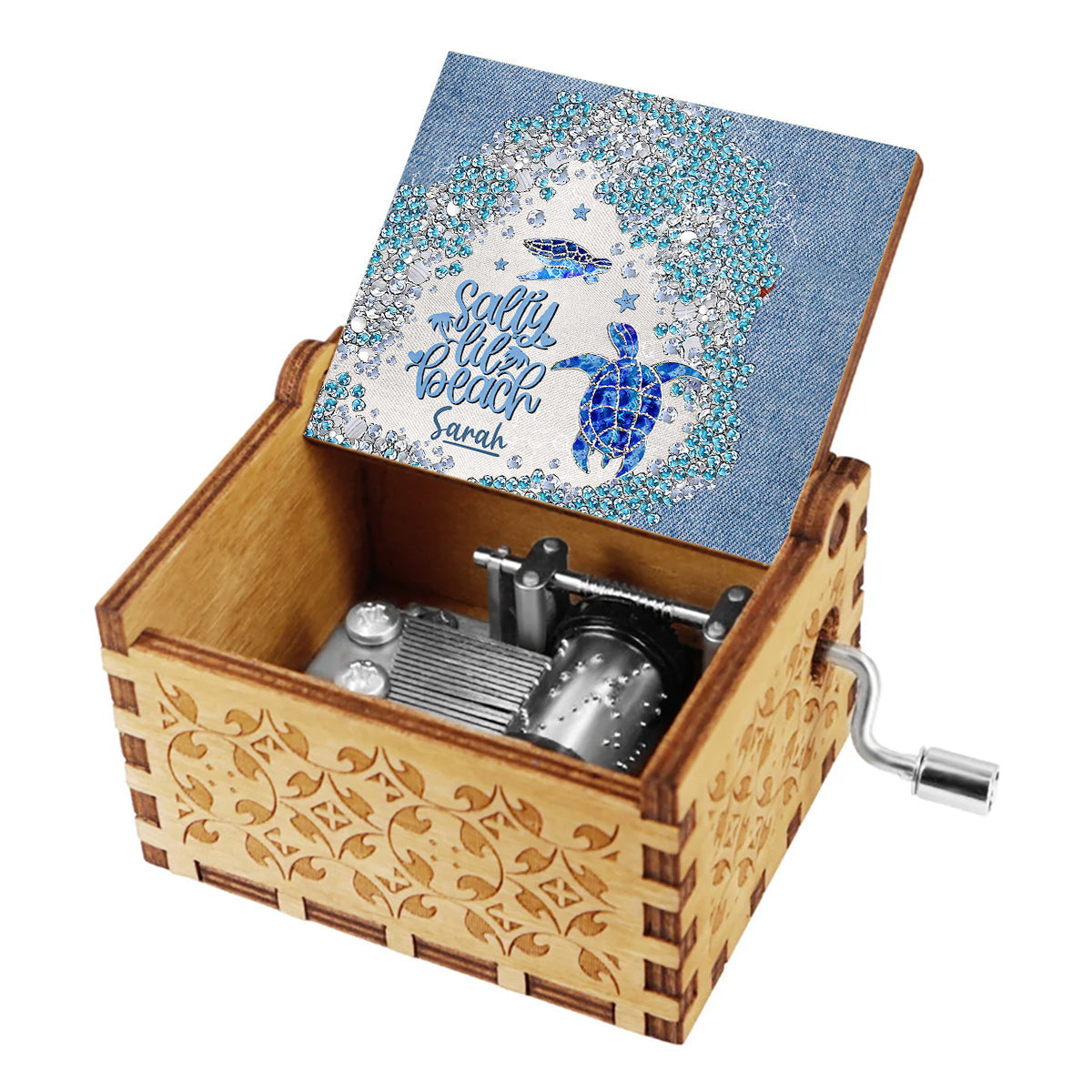 Boîte à musique à manivelle Turtle Bling - Boîte à musique personnalisée en forme de tortue