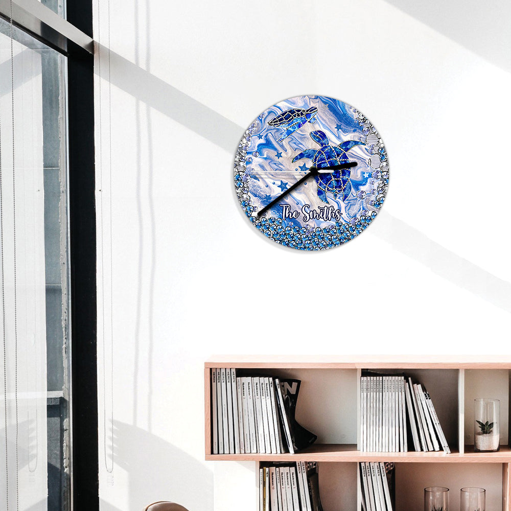 Horloge murale personnalisée Tortues bleues