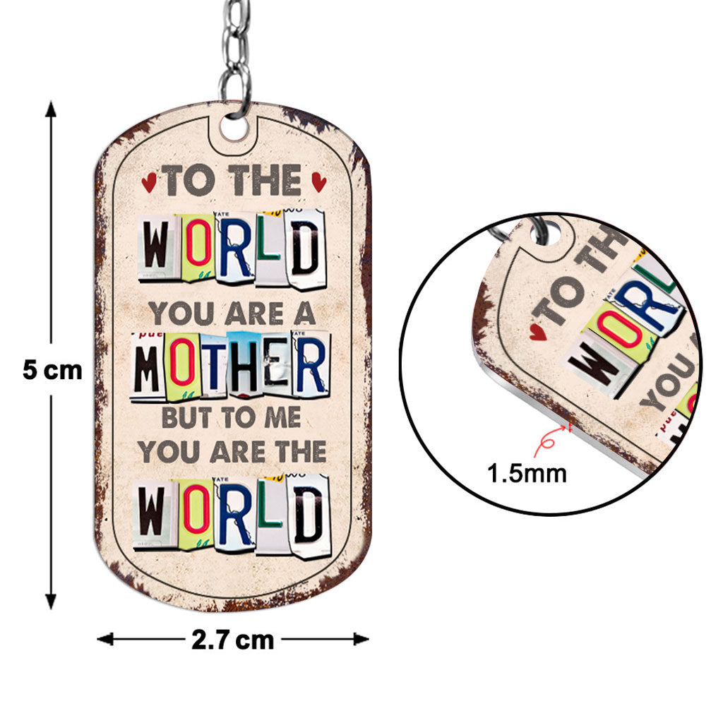 Tu es mon monde - Cadeau pour papa, maman - Porte-clés personnalisé en acier inoxydable