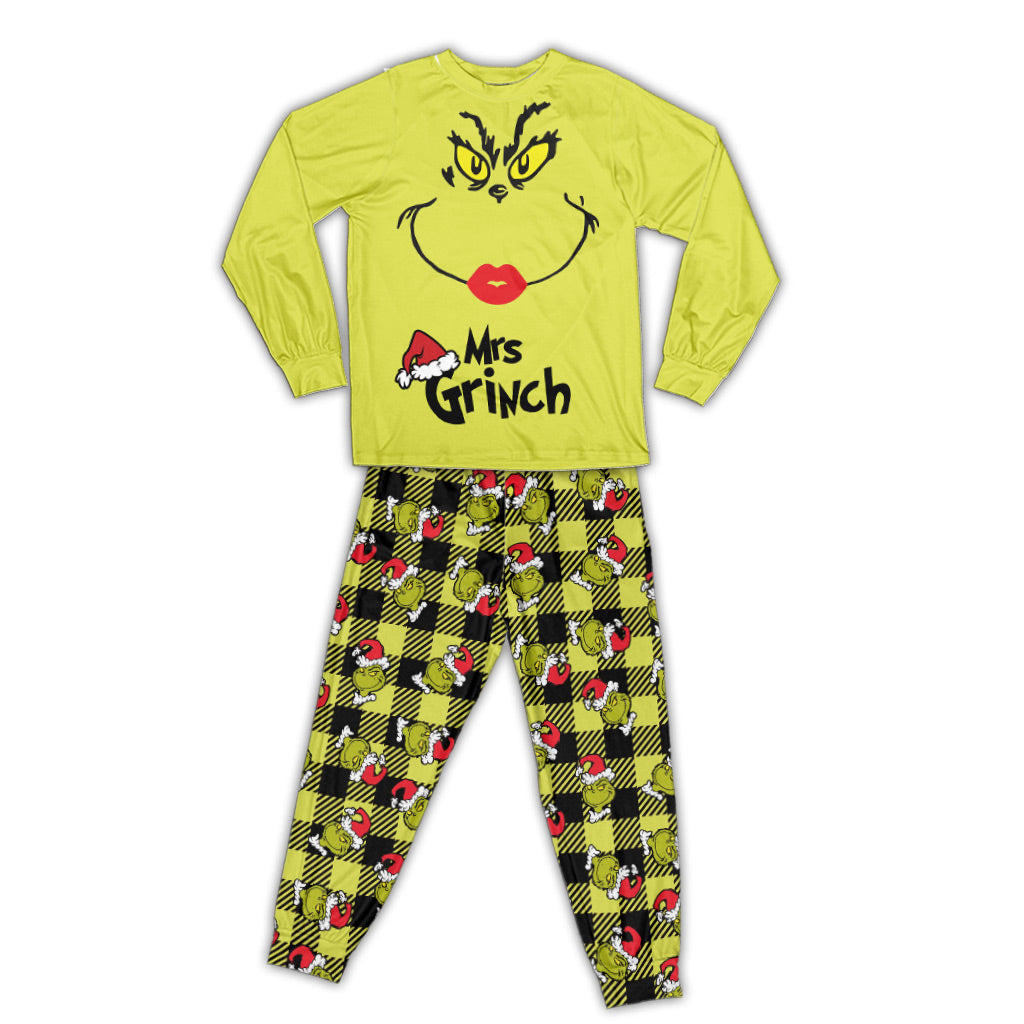 Ensemble pyjama de Noël vert couple avec étole personnalisée