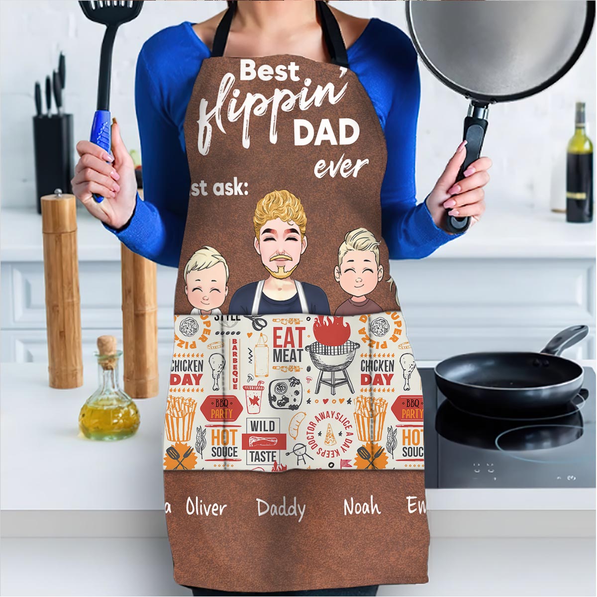 Meilleur papa du monde ! – Cadeau pour papa, grand-mère, grand-père, maman, oncle, tante – Tablier personnalisé