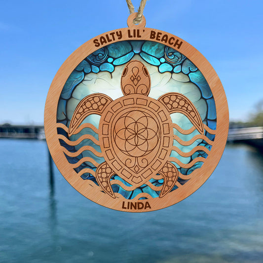 Colorful Ocean - Personalized Turtle Suncatcher