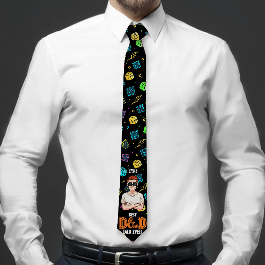 Best D&D Dad Ever - Personalized RPG Necktie
