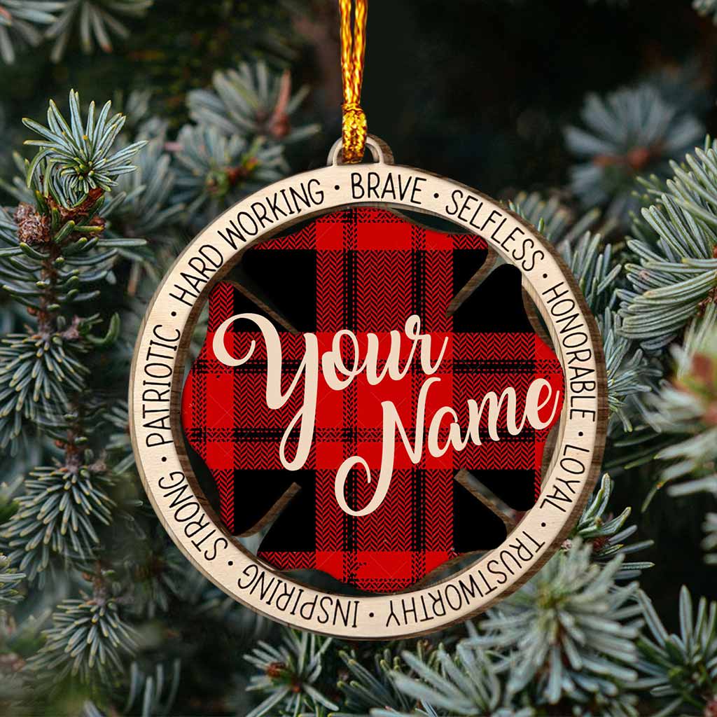 Our Hero Back The Red - Personalized Firefighter Layered Wood Ornament