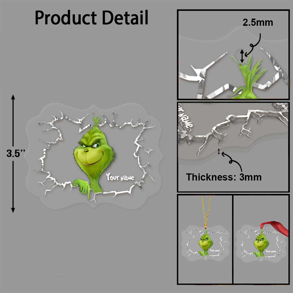 Joyeux Grinchmas - Étole de Noël personnalisée - Ornement de Noël transparent