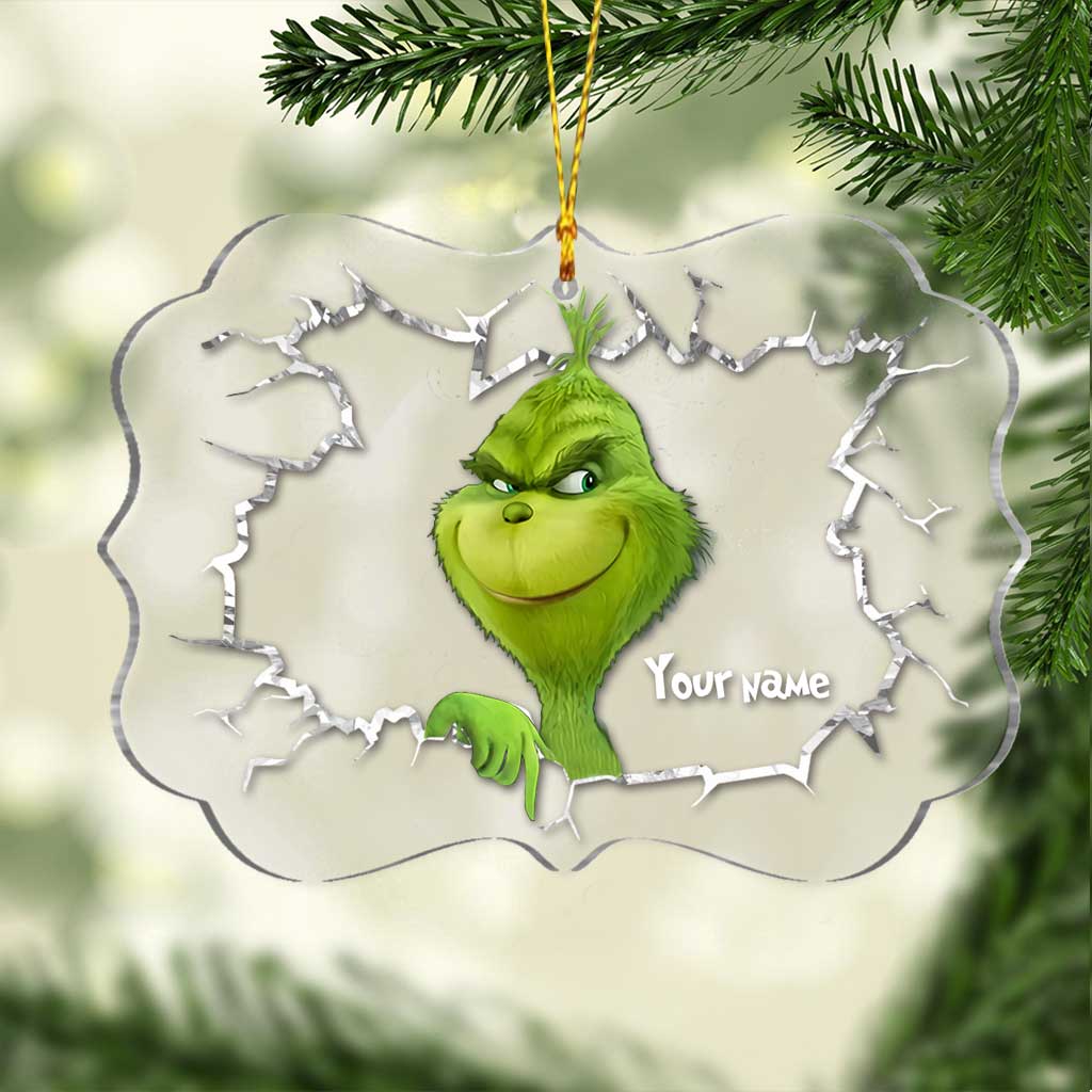 Joyeux Grinchmas - Étole de Noël personnalisée - Ornement de Noël transparent