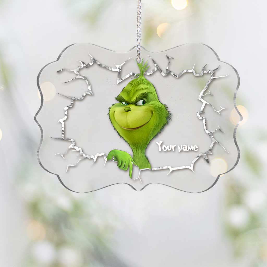 Joyeux Grinchmas - Étole de Noël personnalisée - Ornement de Noël transparent