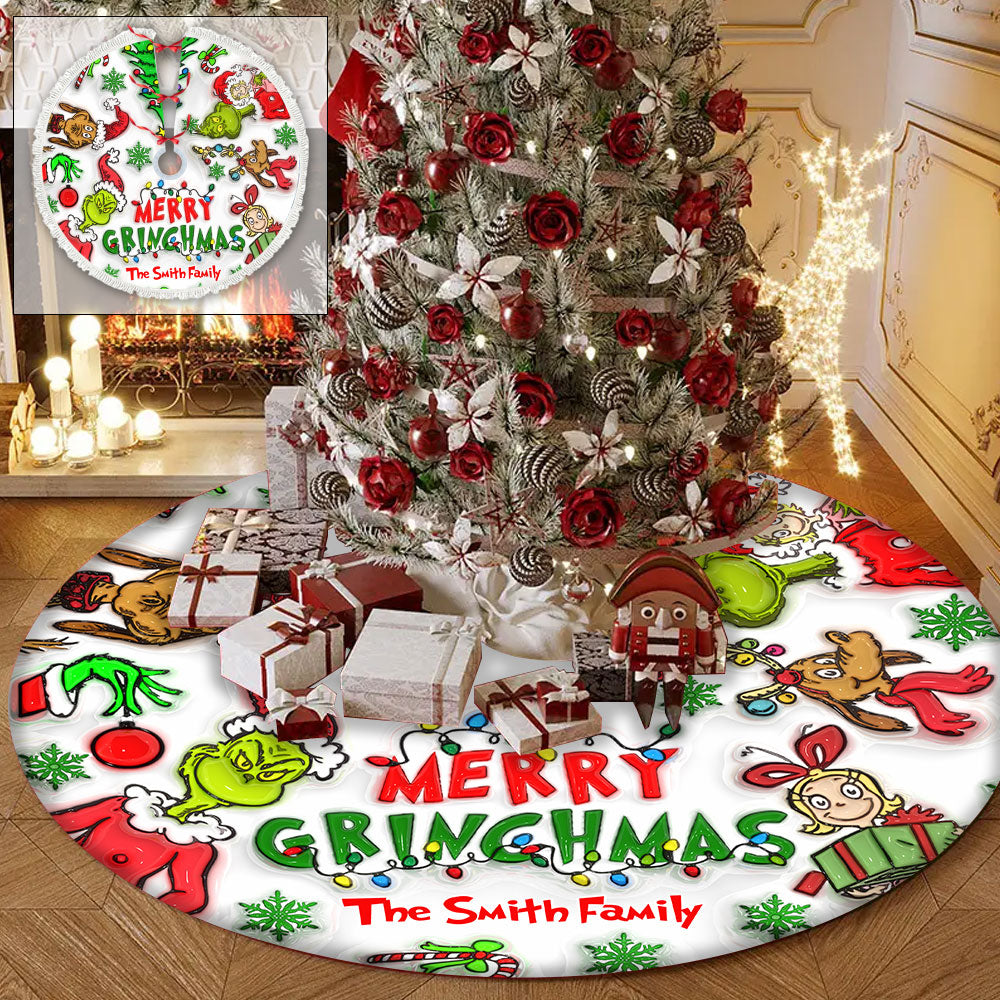 Merry Grinchmas - Personalized Stole Christmas Tree Skirt