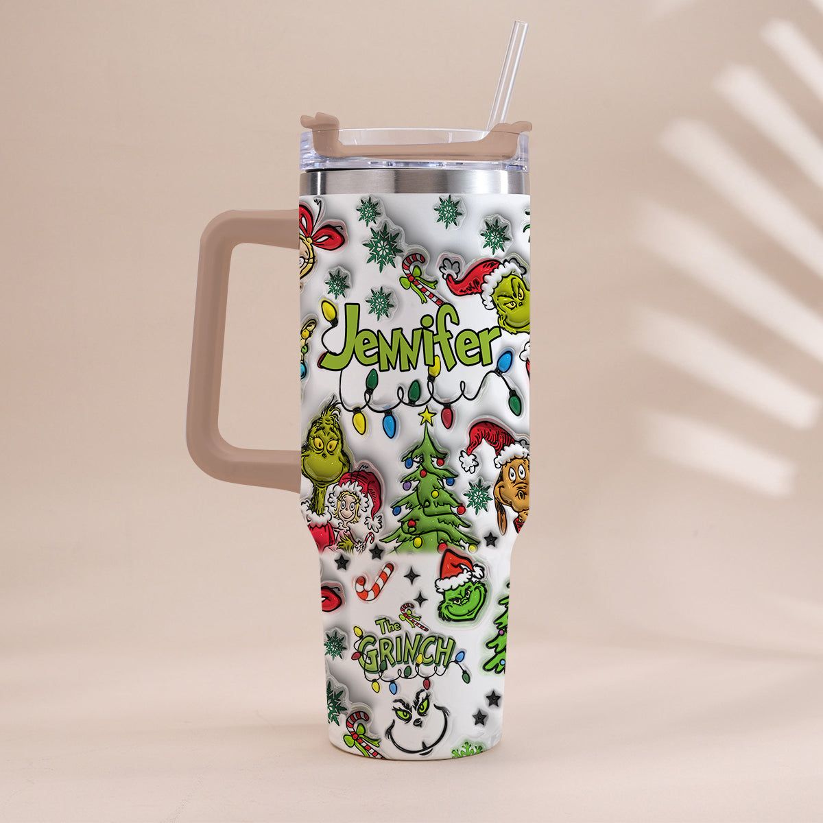 Any Name - Personalized Stole Christmas Tumbler With Handle
