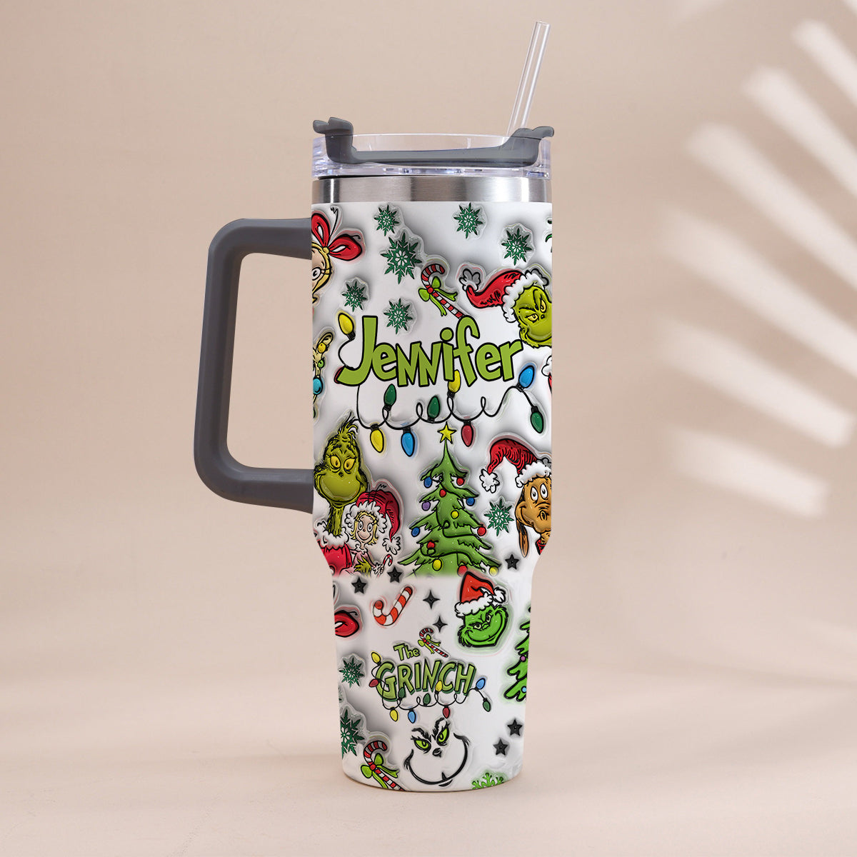 Any Name - Personalized Stole Christmas Tumbler With Handle