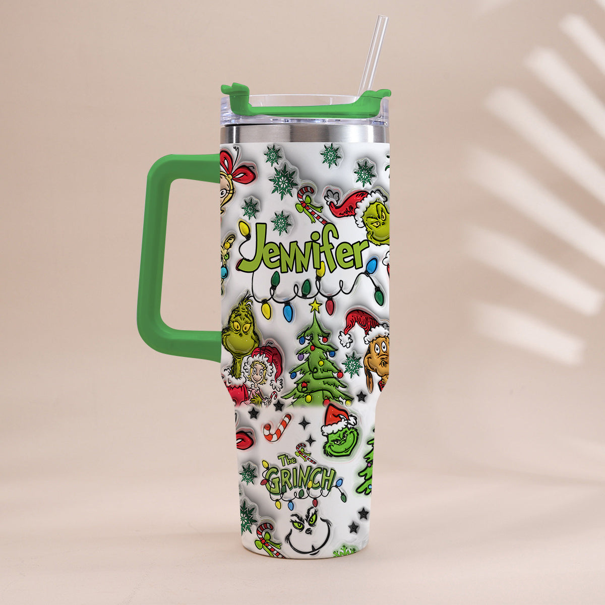 Any Name - Personalized Stole Christmas Tumbler With Handle