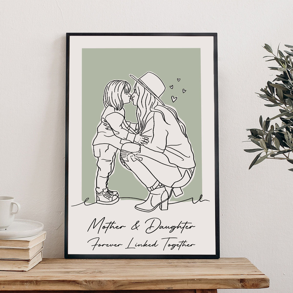 Portrait au trait personnalisé - Toile et affiche personnalisées pour maman