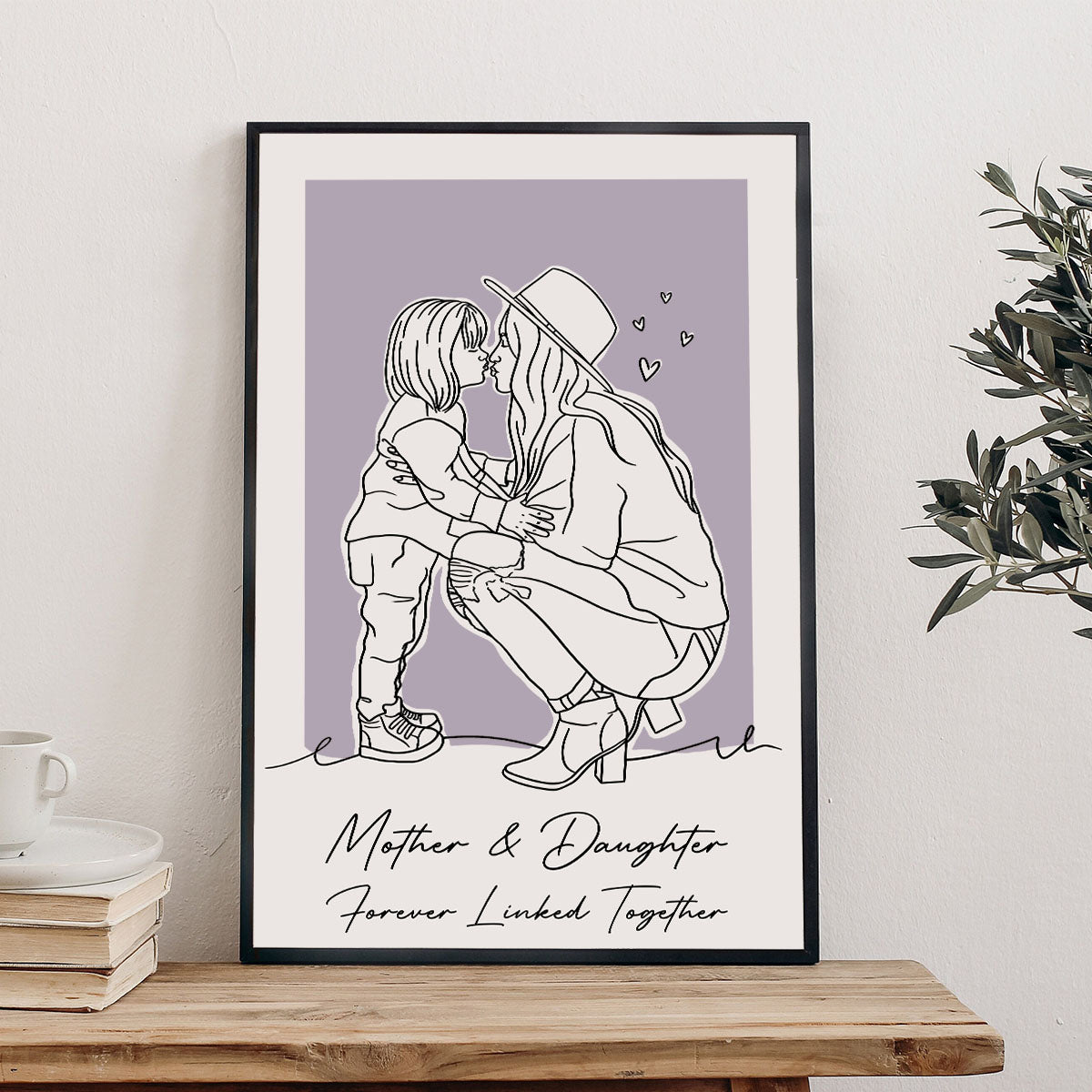 Portrait au trait personnalisé - Toile et affiche personnalisées pour maman