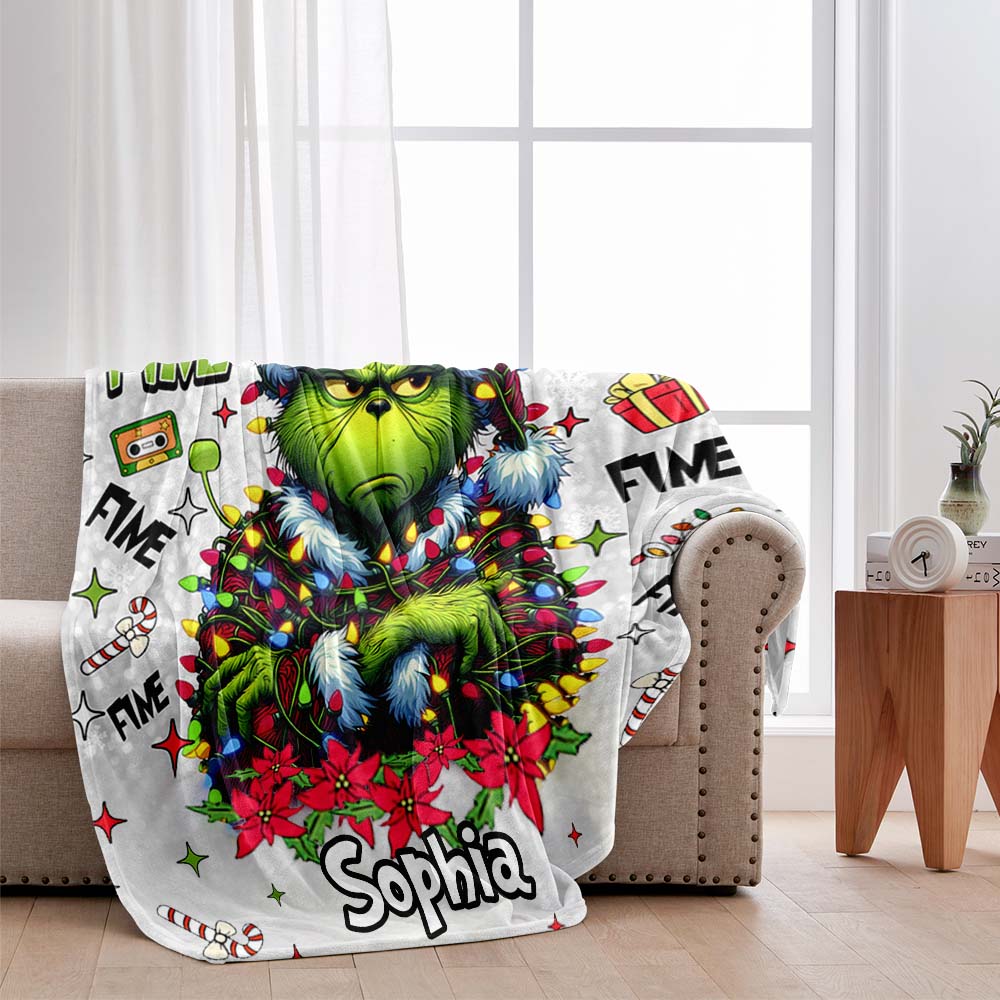 It's Fine I'm Fine - Personalized Stole Christmas Blanket