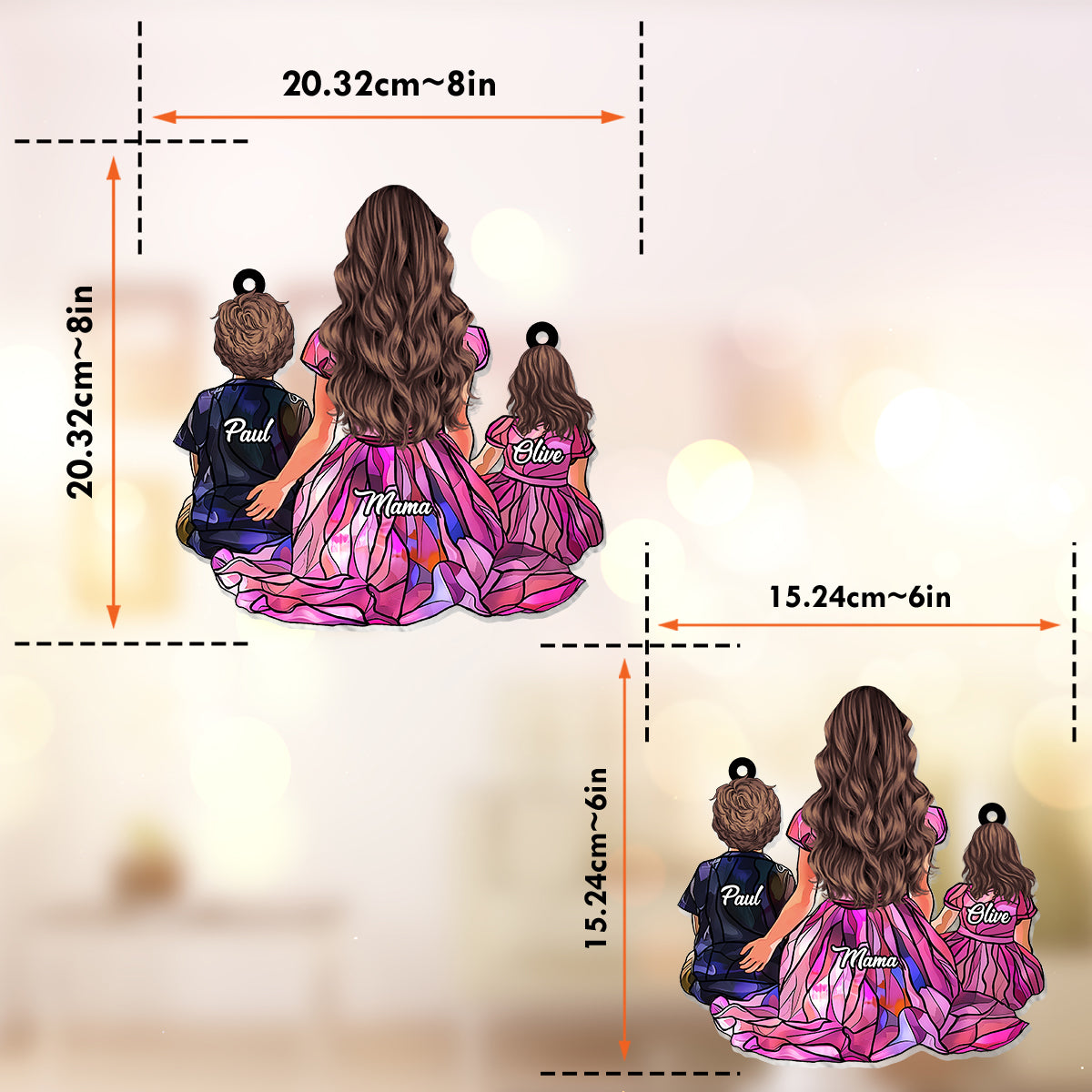 Cadeau familial - Attrape-soleil décoratif à suspendre à la fenêtre, personnalisé pour toute la famille 