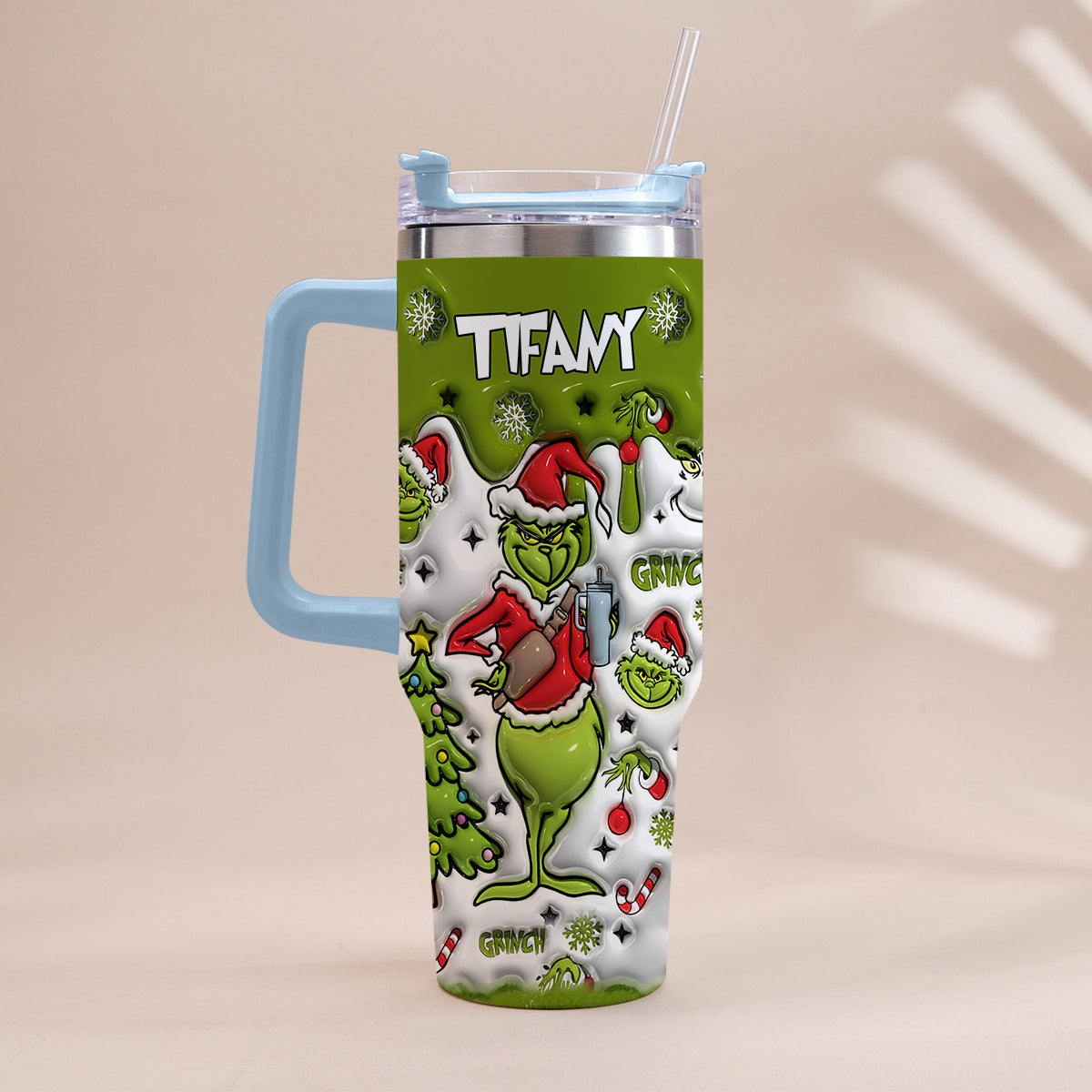 Merry Grinchmas - Personalized Stole Christmas Tumbler With Handle