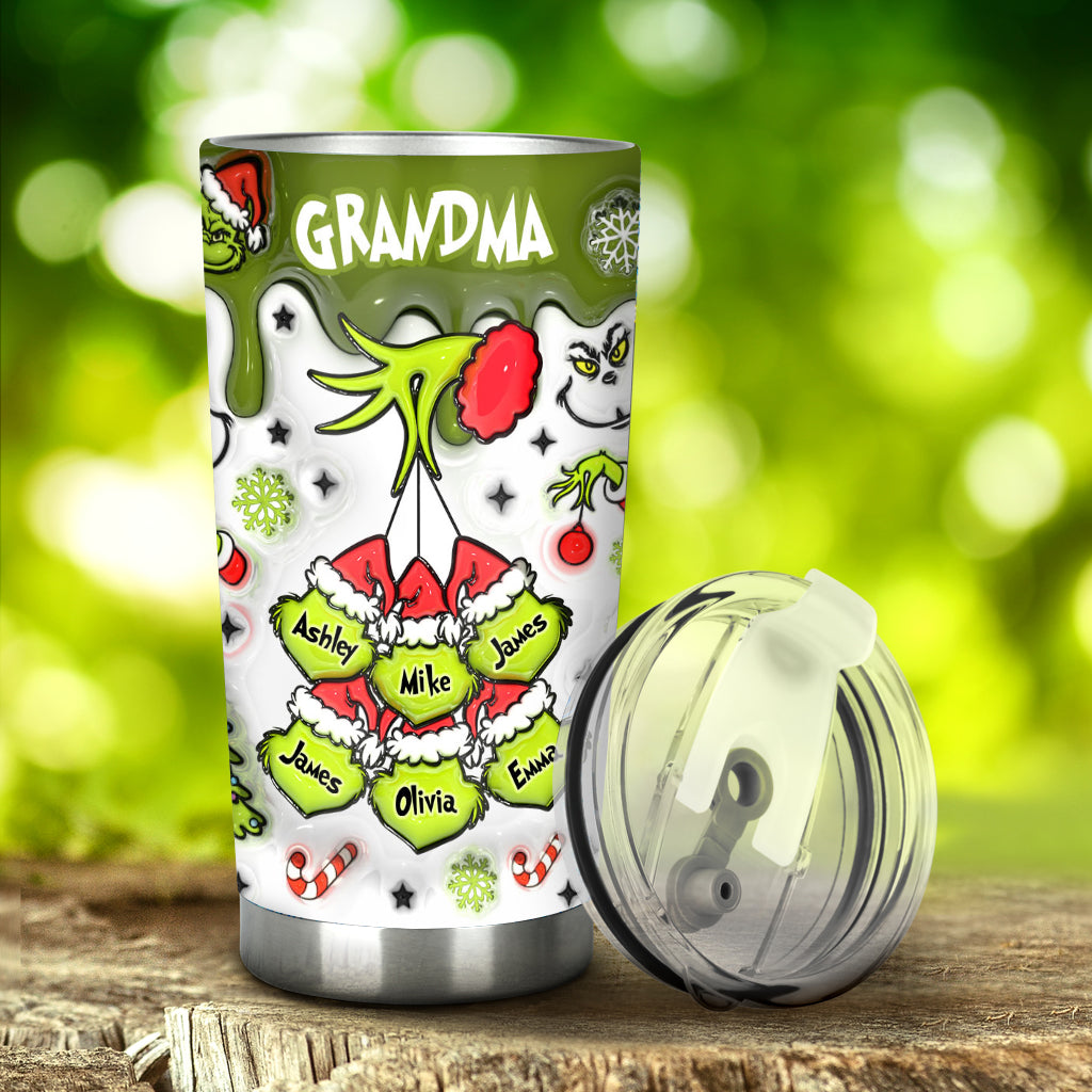 Gobelet de Noël personnalisé « Flocons de neige verts » (titre au choix)