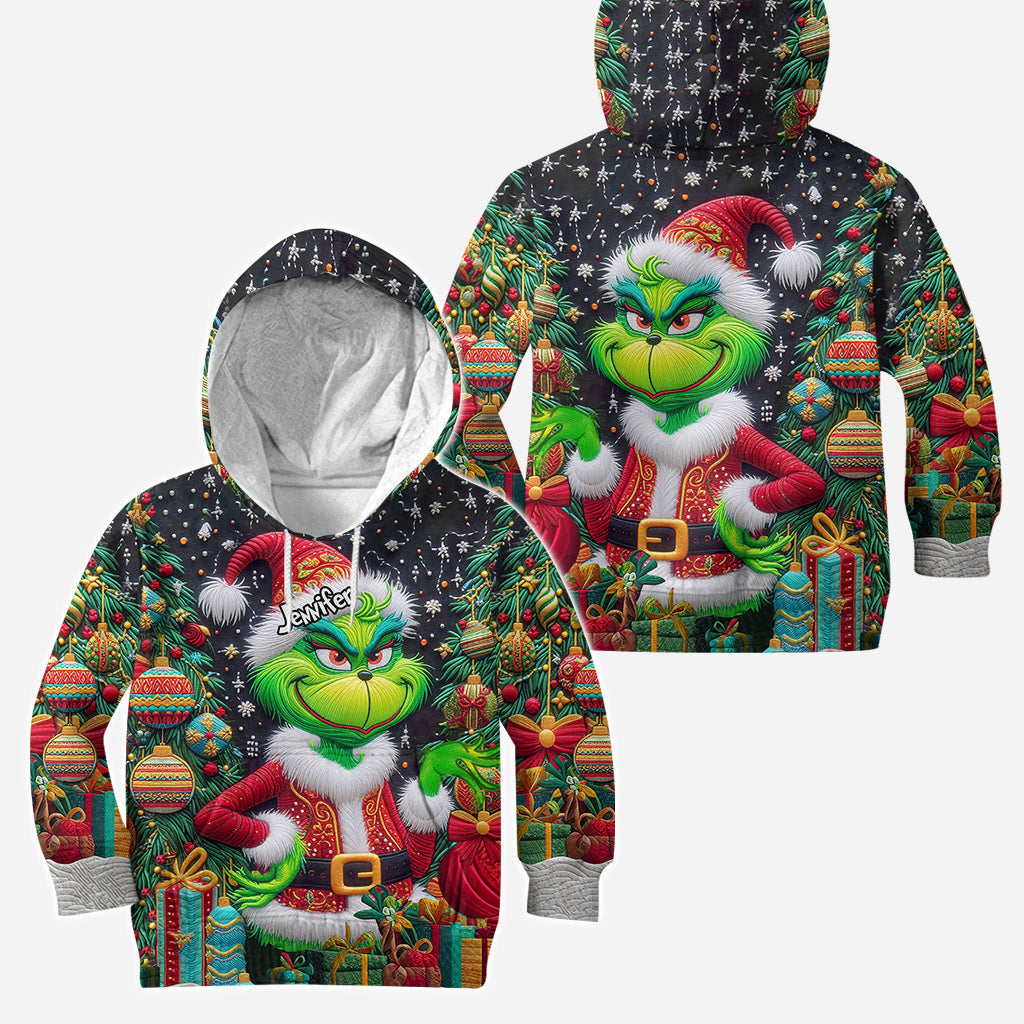 Joyeux Grinchmas ! - Sweat à capuche et legging personnalisés avec étole de Noël