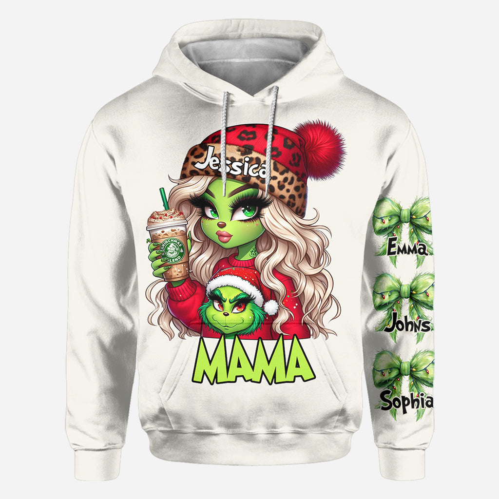 T-shirt personnalisé « Noël Grinchy » avec motif étole de Noël, disponible en plusieurs titres.