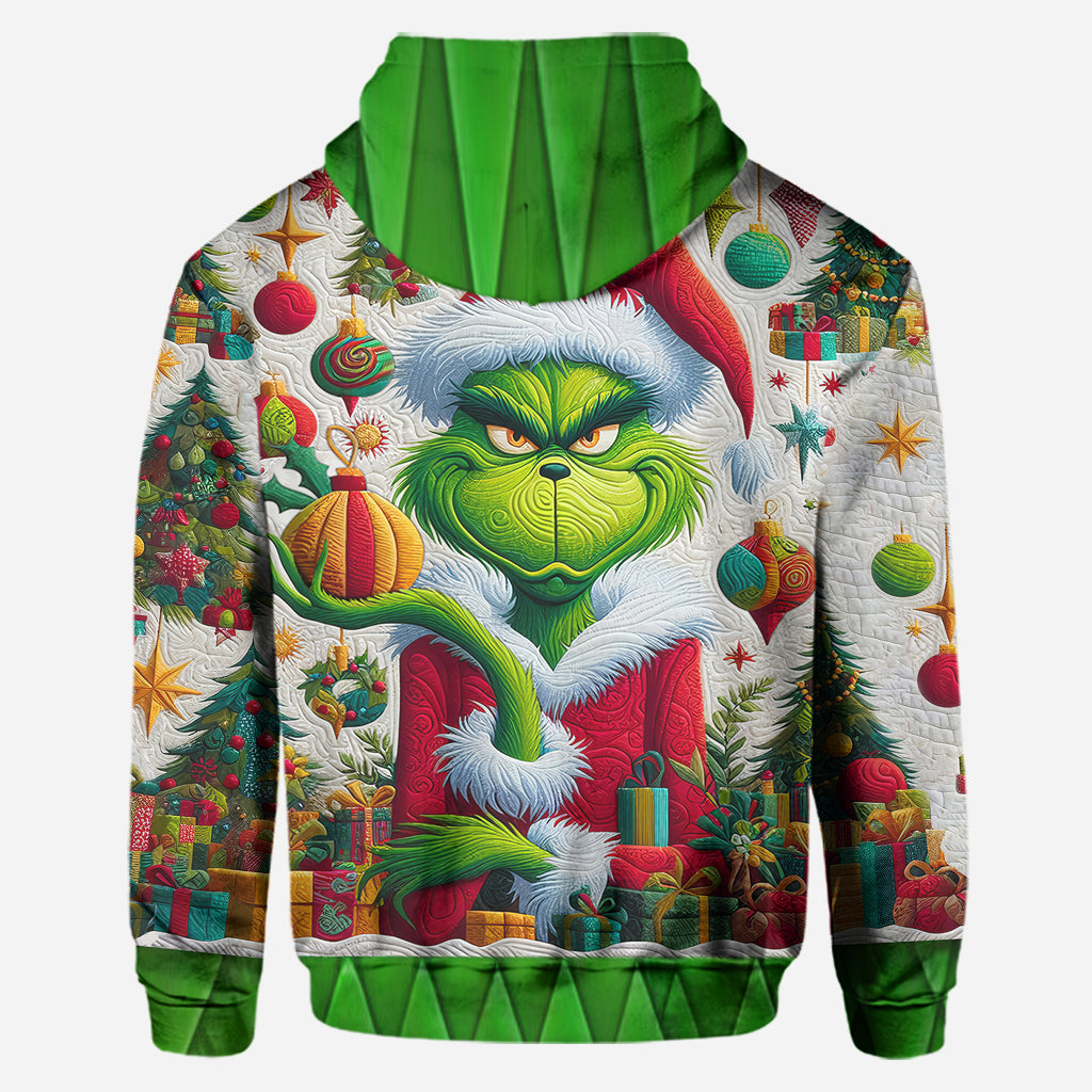 Joyeux Grinchmas ! - Sweat à capuche et legging personnalisés avec étole de Noël