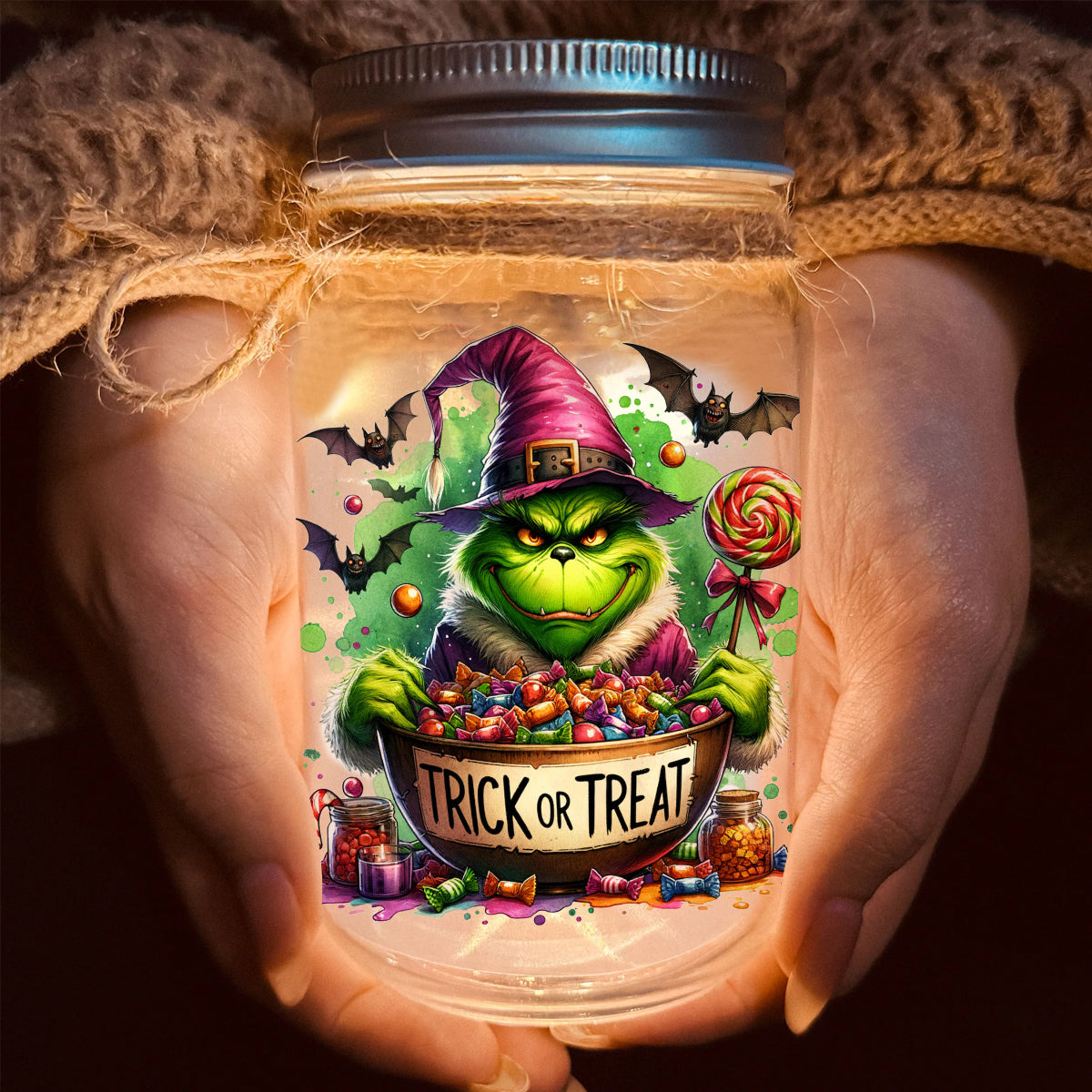 Feeling Extra Grinchy Today - Personalized Stole Christmas Mason Jar Light