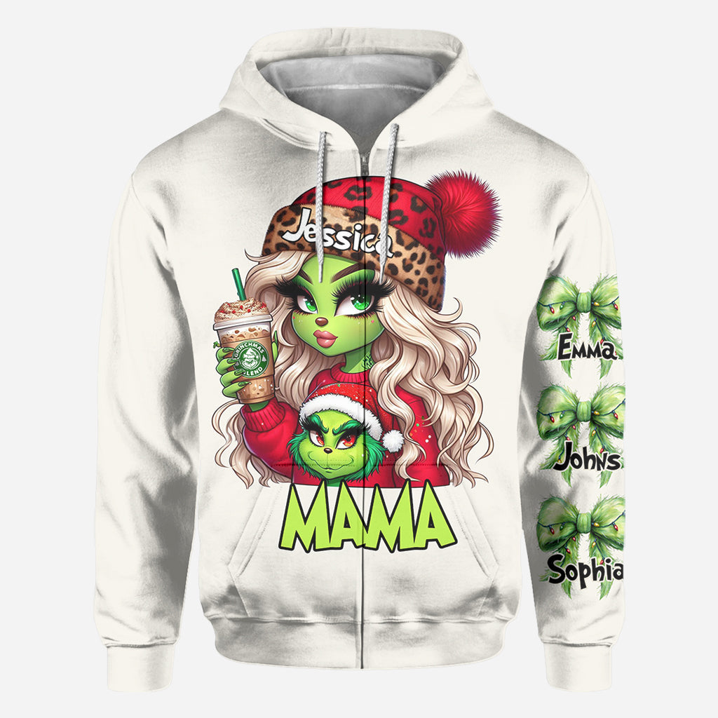 T-shirt personnalisé « Noël Grinchy » avec motif étole de Noël, disponible en plusieurs titres.