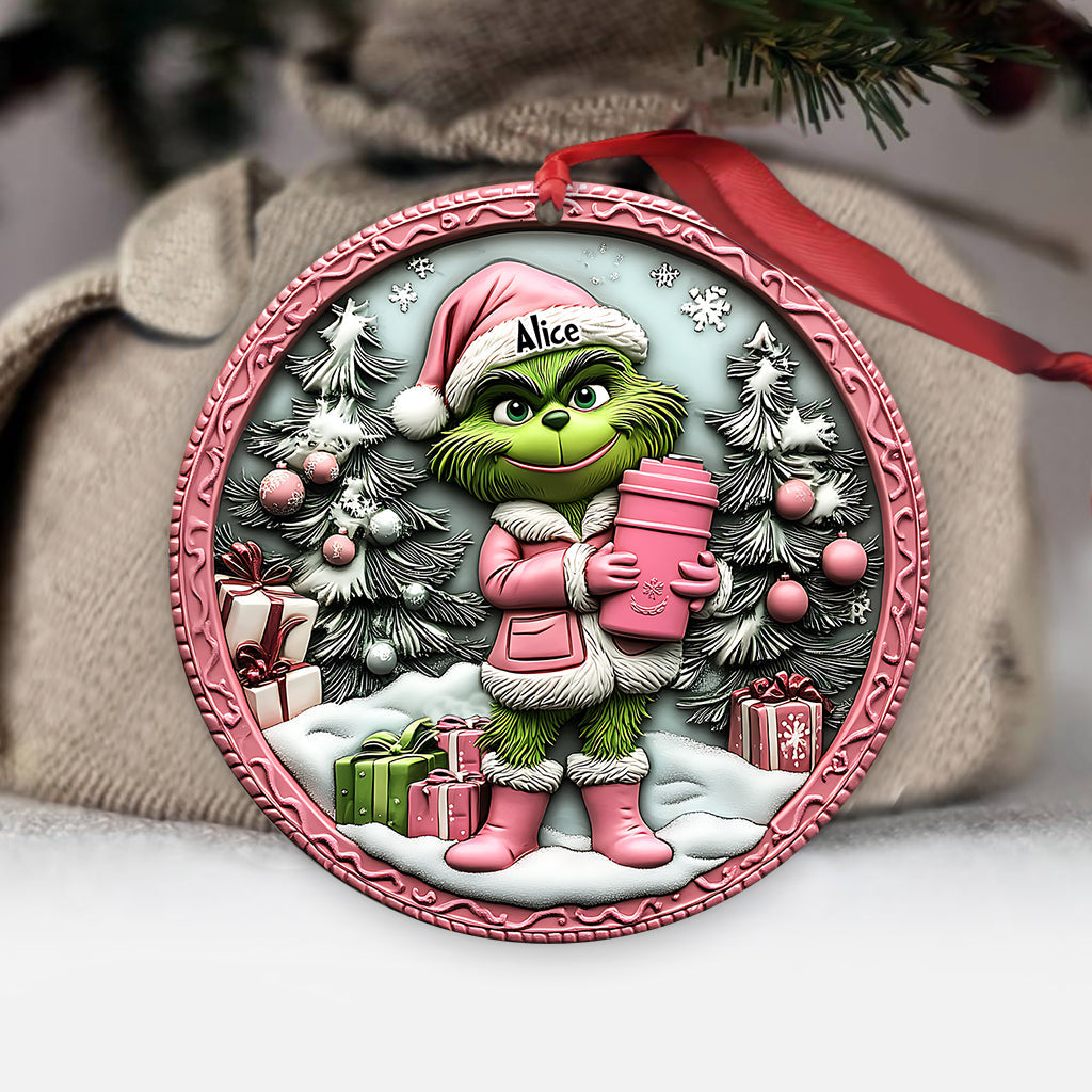 Grinchy Dame Verte - Ornement de Noël personnalisé en forme d'étole
