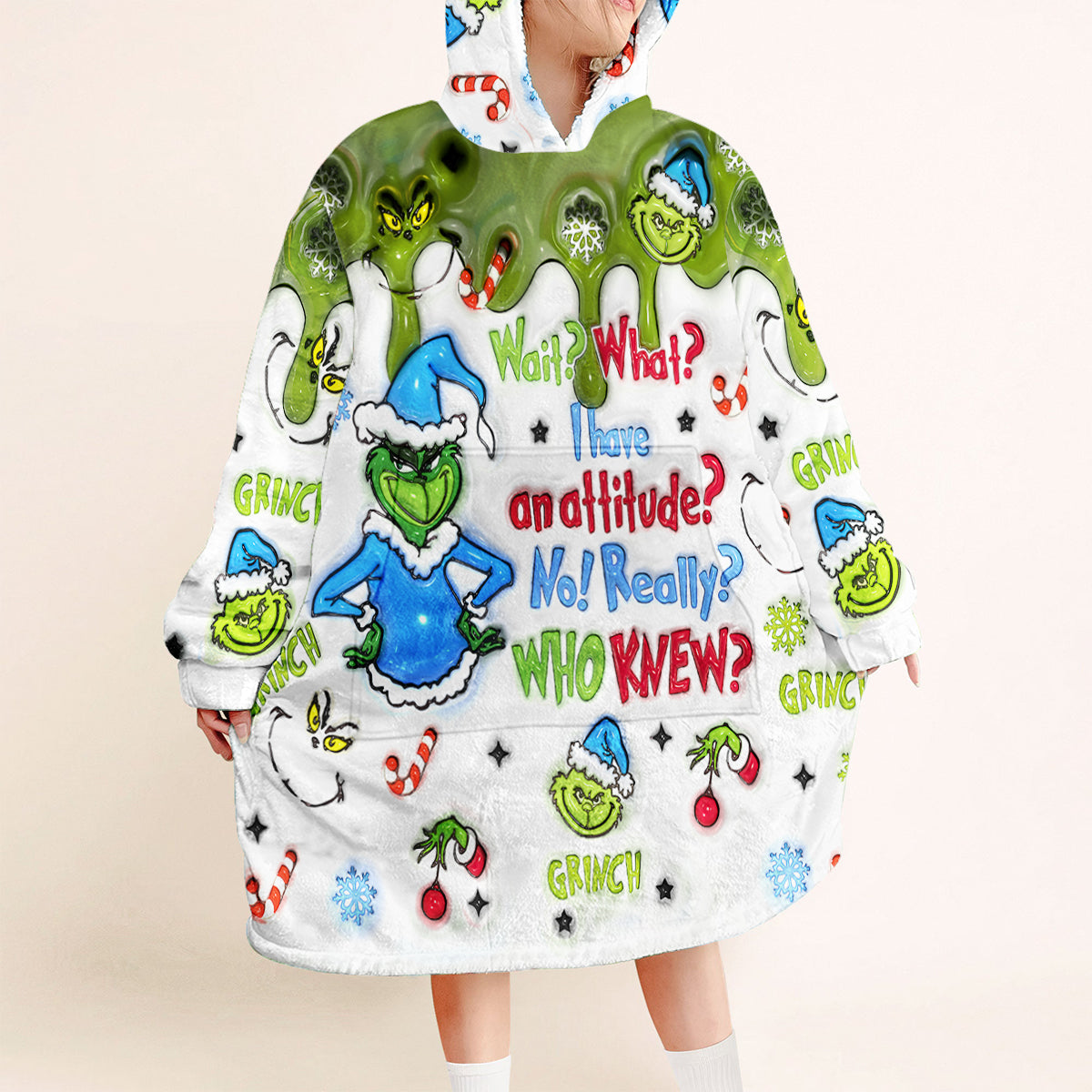 Attendez, quoi ? J'ai du caractère ! - Sweat à capuche personnalisé avec étole de Noël